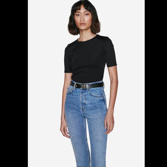 Anine Bing Flex Rib Jean Top Black S M - Picture 3 of 7